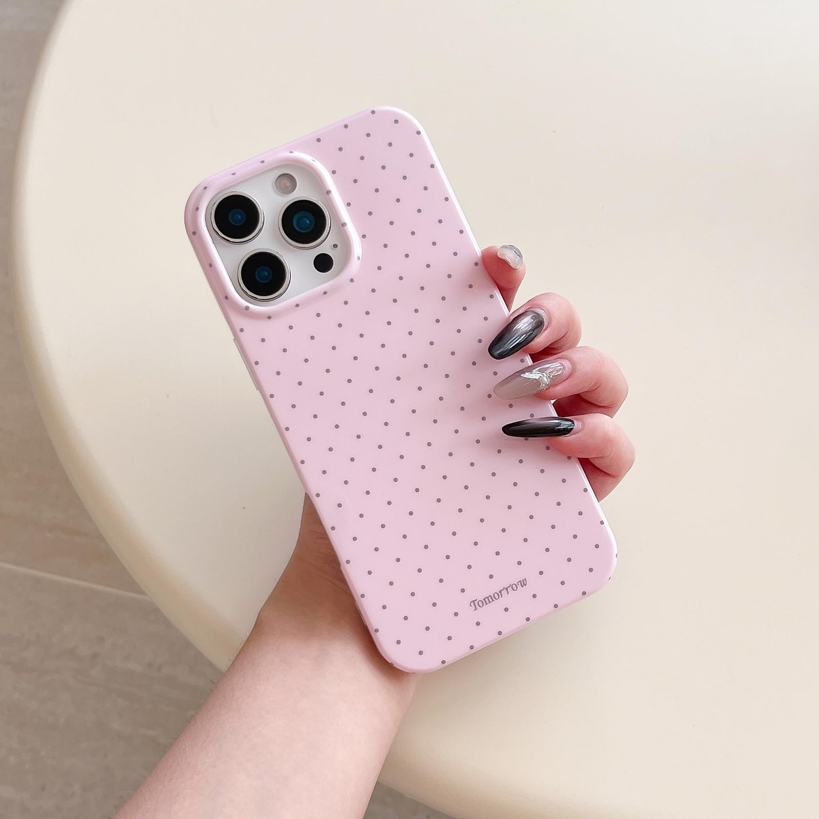 for iPhone 16 Case with Polka Dot Pattern Silicone Design Cute Fashion Girly Case Thin Slim Soft TPU Aesthetic Protective Case Cover for Women Girls, White - Image 3