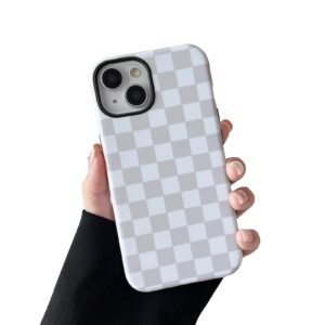 Compatible with iPhone 16 Pro Max Case, Cute Aesthetic Fashion Colorful Checkered Cover for Women, Shockproof Slim Soft TPU and Hard PC Protective Phone Case for iPhone 16 Pro Max - Pink