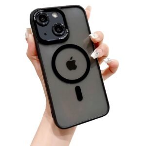 for iPhone 13 Pro Max Case Magnetic Clear Phone Cases [Compatible with Magsafe], Military Grade Protective Bumper Slim Fit Cell Phone Shockproof Cover for Men Women Girls - Black