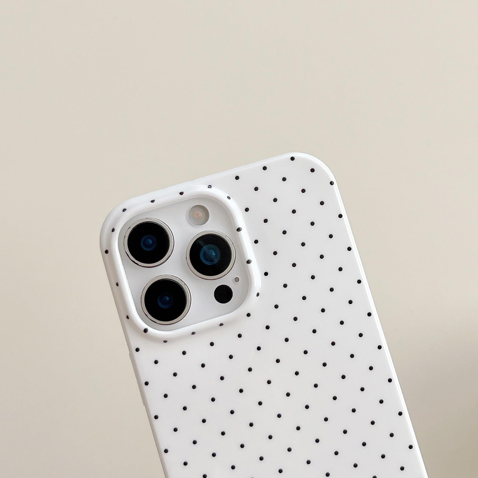 for iPhone 16 Case with Polka Dot Pattern Silicone Design Cute Fashion Girly Case Thin Slim Soft TPU Aesthetic Protective Case Cover for Women Girls, White - Image 5