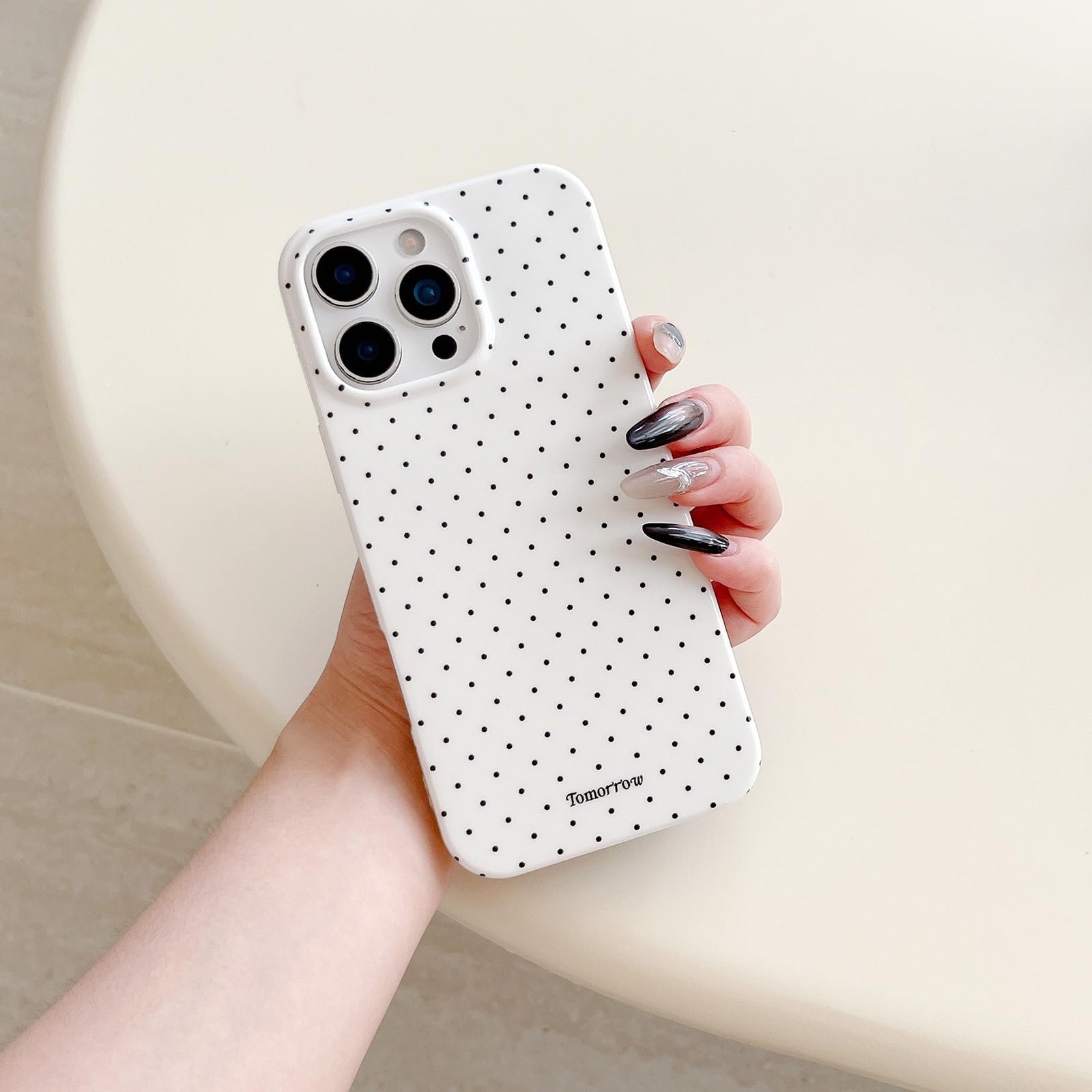 for iPhone 16 Case with Polka Dot Pattern Silicone Design Cute Fashion Girly Case Thin Slim Soft TPU Aesthetic Protective Case Cover for Women Girls, White - Image 9