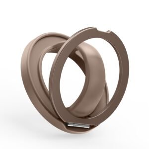 Magnetic Phone Grip, 360° Rotation & 180° Flip Universal Phone Ring Stand, Silicone Phone Ring Holder for Back of Phone for iPhone 17/16/15/14/13/12 Pro Max/Plus, Brown