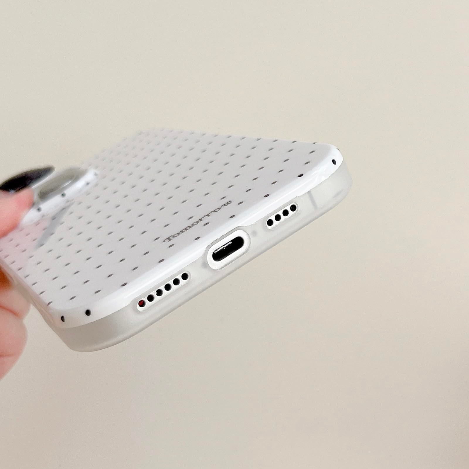 for iPhone 16 Case with Polka Dot Pattern Silicone Design Cute Fashion Girly Case Thin Slim Soft TPU Aesthetic Protective Case Cover for Women Girls, White - Image 6