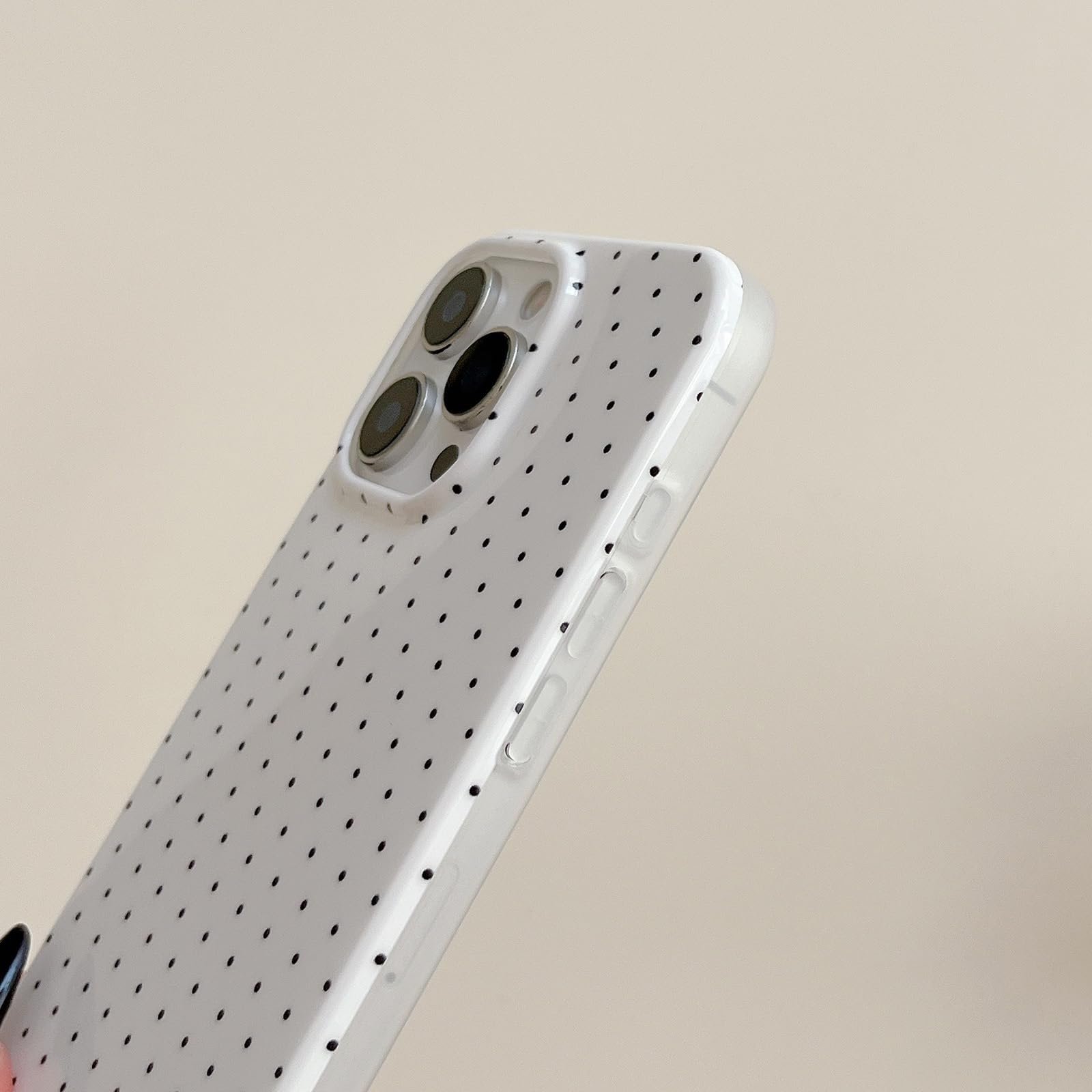 for iPhone 16 Case with Polka Dot Pattern Silicone Design Cute Fashion Girly Case Thin Slim Soft TPU Aesthetic Protective Case Cover for Women Girls, White - Image 7
