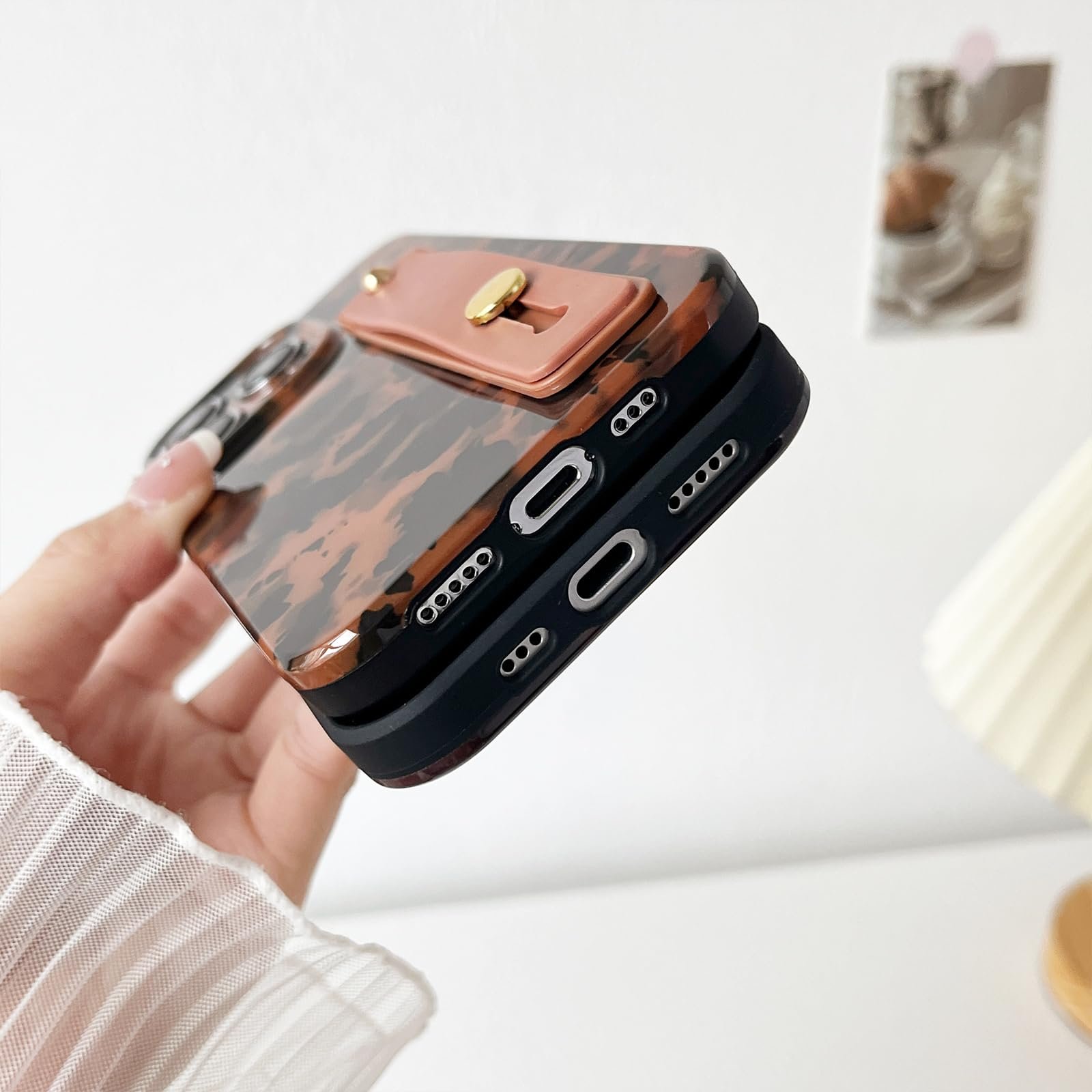 Compatible with iPhone 11 Pro Max Case, Tortoise Shell Chic Amber Brown Print Leopard with Wrist Strap, Classic Soft TPU Protective Shockproof Case for iPhone 11 Pro Max 6.5 ''Color2 - Image 8