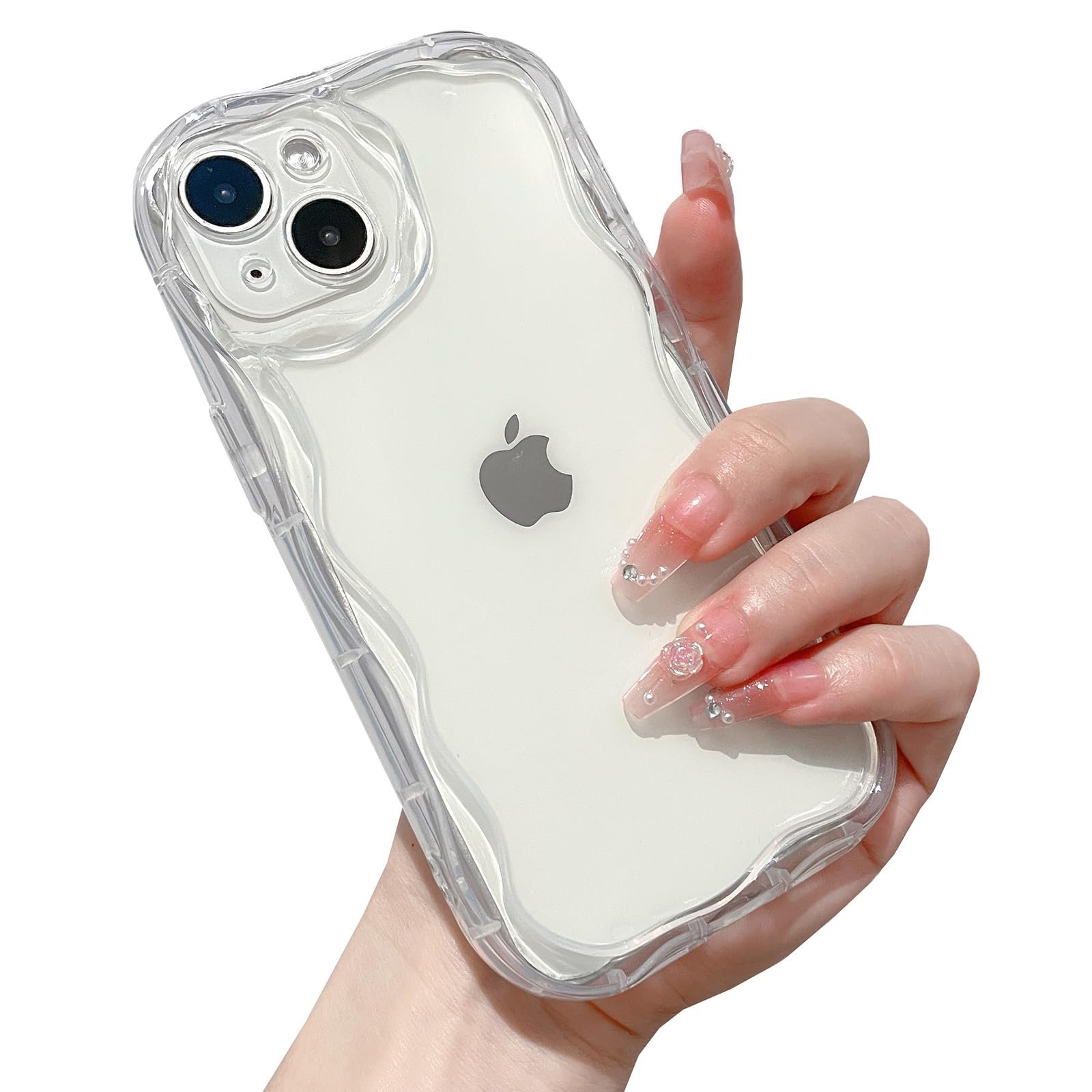 for iPhone 14 Case Simple Curly Wavy Frame Design, Silicone Cute Glossy Aesthetic Wave Thin Slim Fit Soft TPU Protective Phone Case for iPhone 14 Cover Women Girls, Clear - Image 19