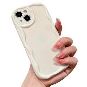 for iPhone 14 Case Simple Curly Wavy Frame Design, Silicone Cute Glossy Aesthetic Wave Thin Slim Fit Soft TPU Protective Phone Case for iPhone 14 Cover Women Girls, Clear