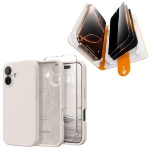 Bundle - Compatible with iPhone 16 Case(Stone) + 3 Pack Privacy Screen Protector