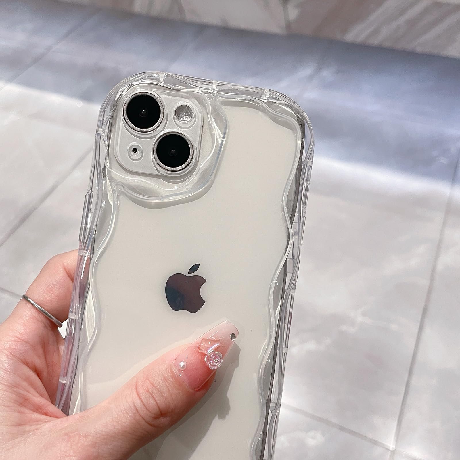for iPhone 14 Case Simple Curly Wavy Frame Design, Silicone Cute Glossy Aesthetic Wave Thin Slim Fit Soft TPU Protective Phone Case for iPhone 14 Cover Women Girls, Clear - Image 21