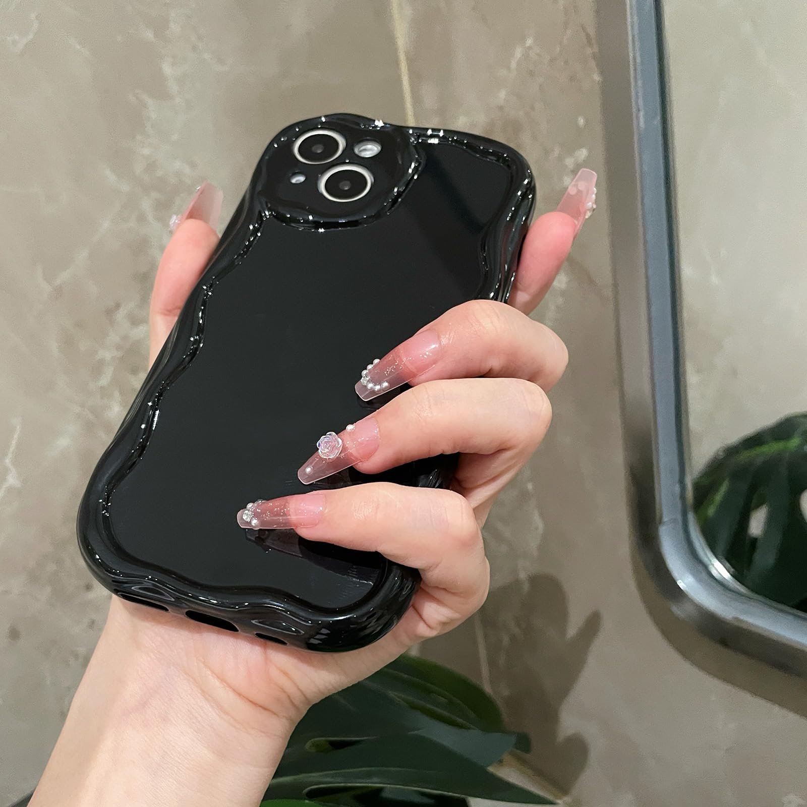 for iPhone 14 Case Simple Curly Wavy Frame Design, Silicone Cute Glossy Aesthetic Wave Thin Slim Fit Soft TPU Protective Phone Case for iPhone 14 Cover Women Girls, Clear - Image 10