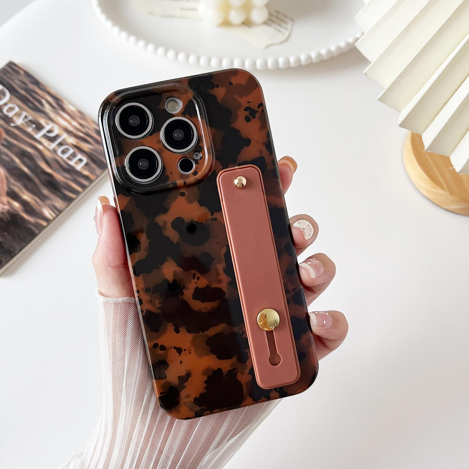 Compatible with iPhone 11 Pro Max Case, Tortoise Shell Chic Amber Brown Print Leopard with Wrist Strap, Classic Soft TPU Protective Shockproof Case for iPhone 11 Pro Max 6.5 ''Color2 - Image 10