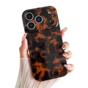 Compatible with iPhone 17 Pro Case, Tortoise Shell Retro Amber Brown Cheetah Print Leopard, Fashion Classic Soft TPU Protective Case for Women Compatible with iPhone 17 Pro 6.3 '', Color1