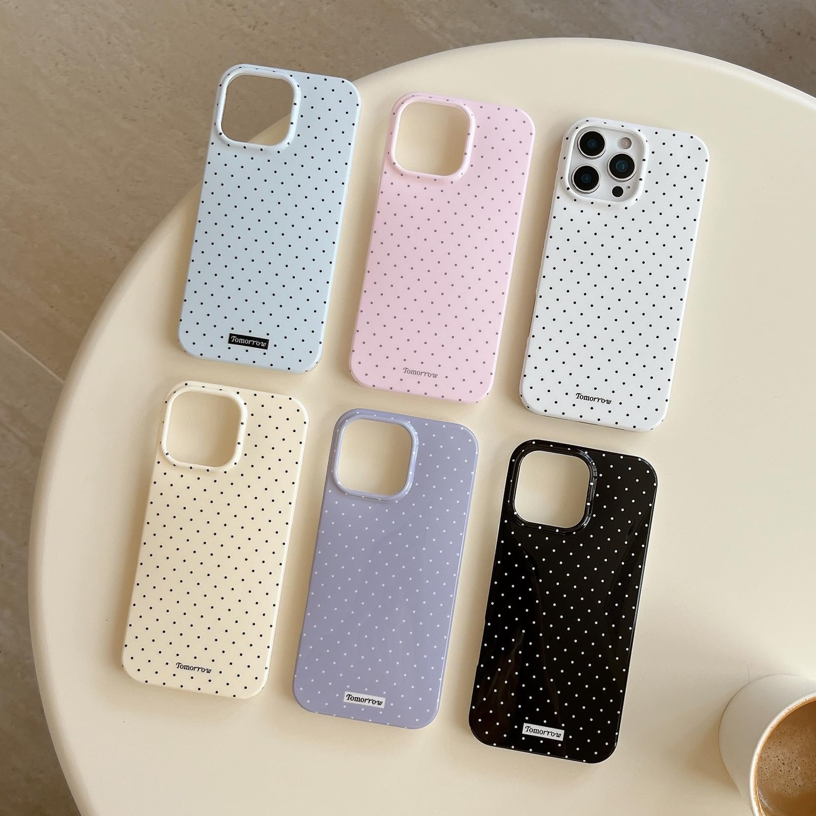 for iPhone 16 Case with Polka Dot Pattern Silicone Design Cute Fashion Girly Case Thin Slim Soft TPU Aesthetic Protective Case Cover for Women Girls, White - Image 4