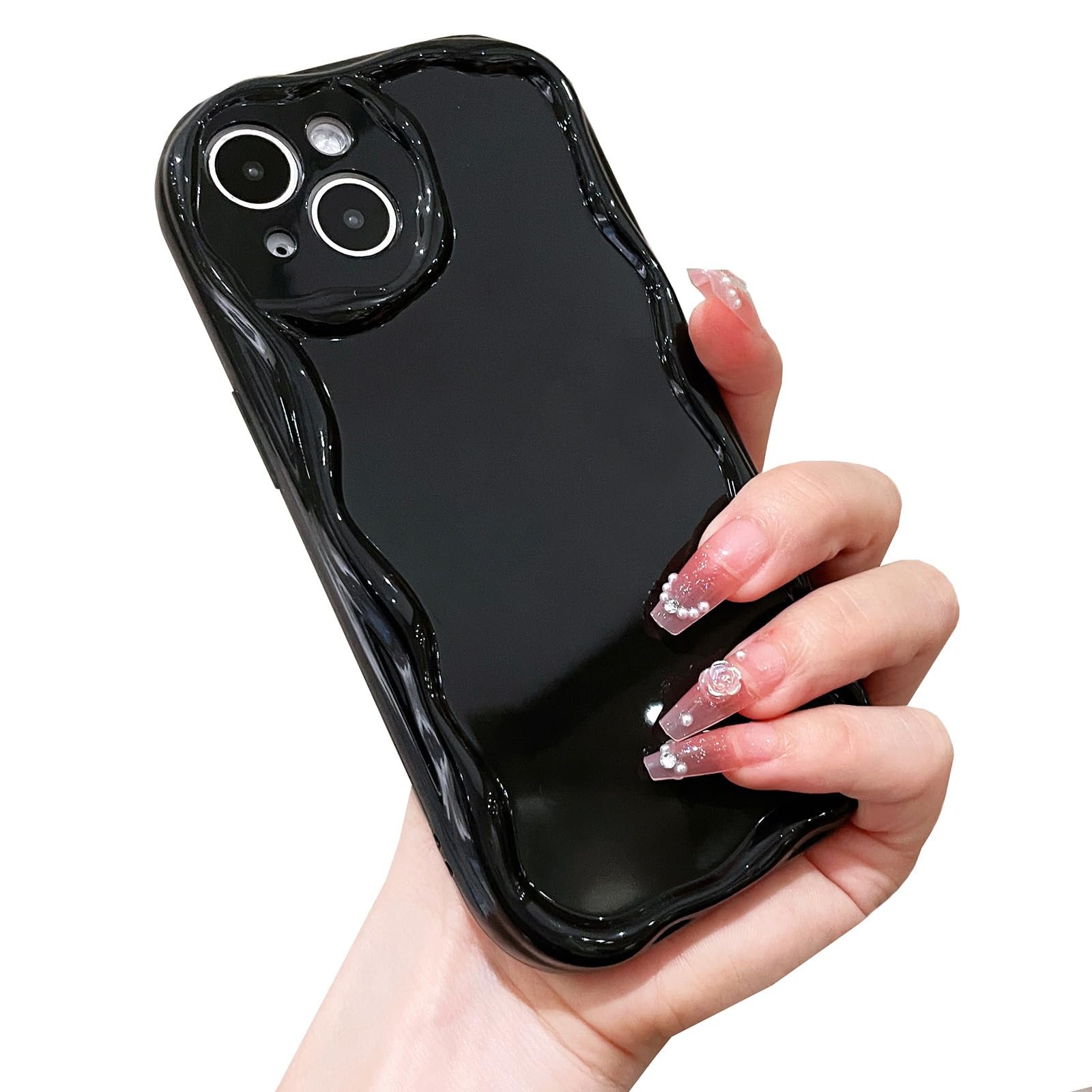 for iPhone 14 Case Simple Curly Wavy Frame Design, Silicone Cute Glossy Aesthetic Wave Thin Slim Fit Soft TPU Protective Phone Case for iPhone 14 Cover Women Girls, Clear - Image 8