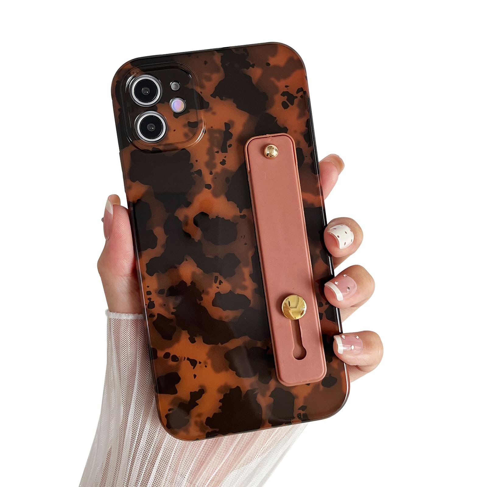 Compatible with iPhone 11 Pro Max Case, Tortoise Shell Chic Amber Brown Print Leopard with Wrist Strap, Classic Soft TPU Protective Shockproof Case for iPhone 11 Pro Max 6.5 ''Color2 - Image 11