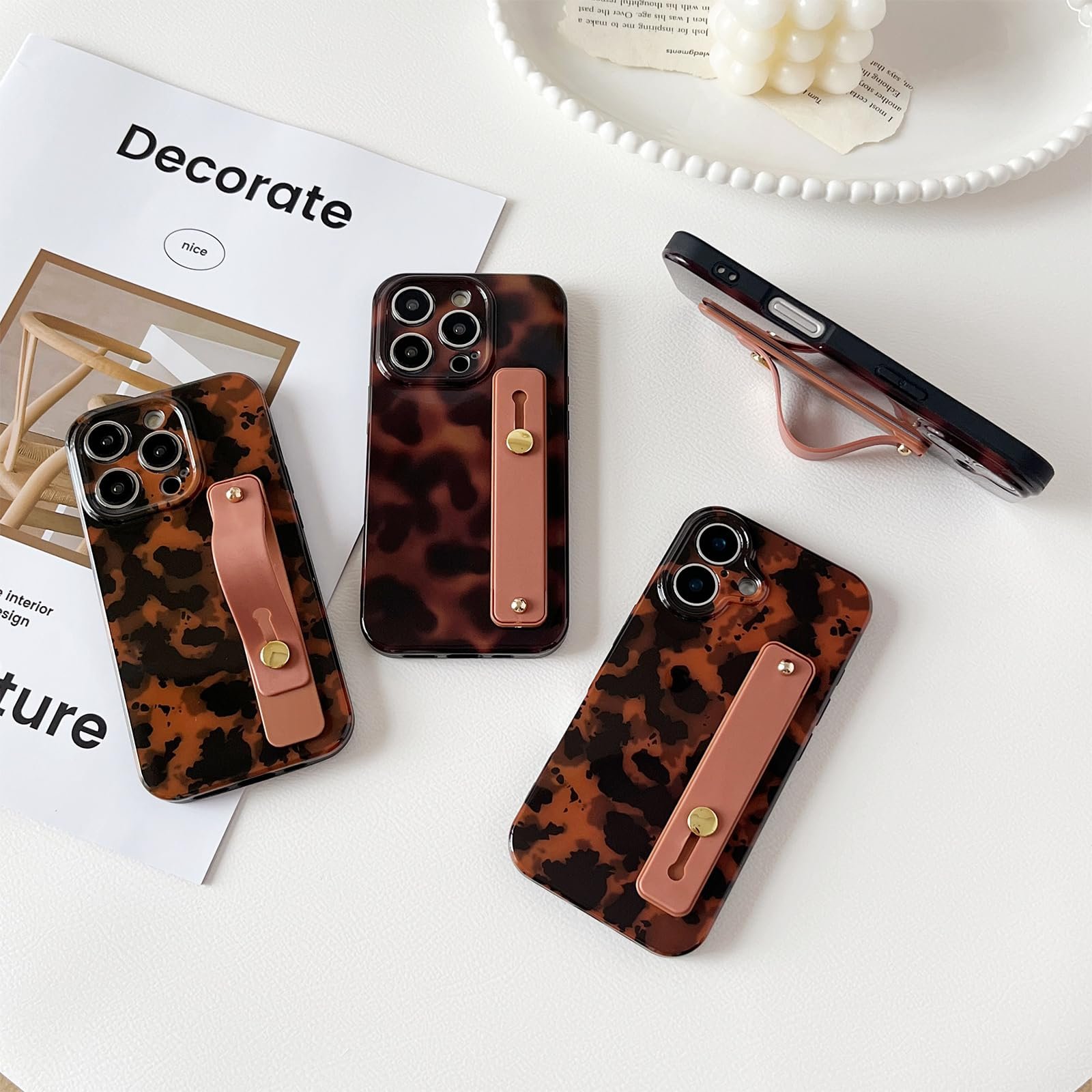 Compatible with iPhone 11 Pro Max Case, Tortoise Shell Chic Amber Brown Print Leopard with Wrist Strap, Classic Soft TPU Protective Shockproof Case for iPhone 11 Pro Max 6.5 ''Color2 - Image 7