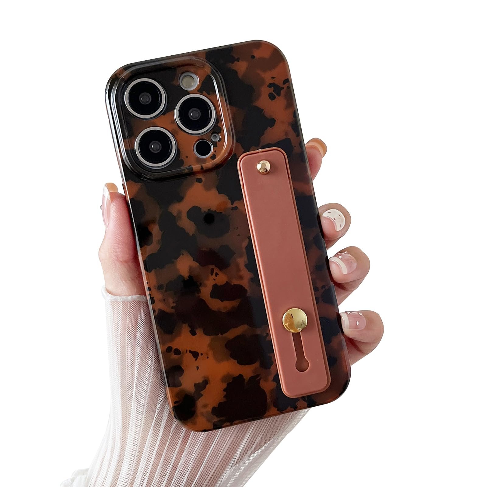 Compatible with iPhone 11 Pro Max Case, Tortoise Shell Chic Amber Brown Print Leopard with Wrist Strap, Classic Soft TPU Protective Shockproof Case for iPhone 11 Pro Max 6.5 ''Color2 - Image 9