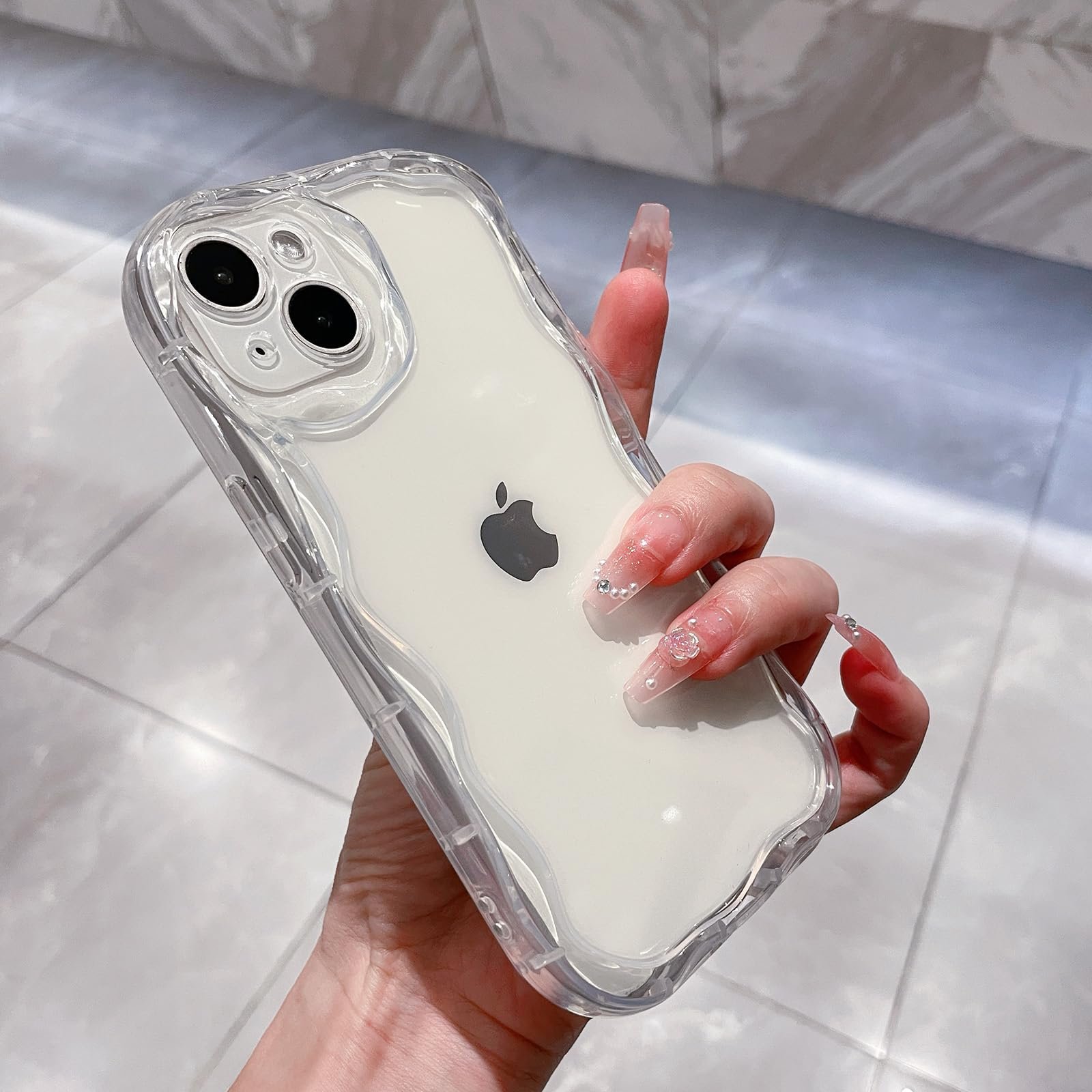 for iPhone 14 Case Simple Curly Wavy Frame Design, Silicone Cute Glossy Aesthetic Wave Thin Slim Fit Soft TPU Protective Phone Case for iPhone 14 Cover Women Girls, Clear - Image 22