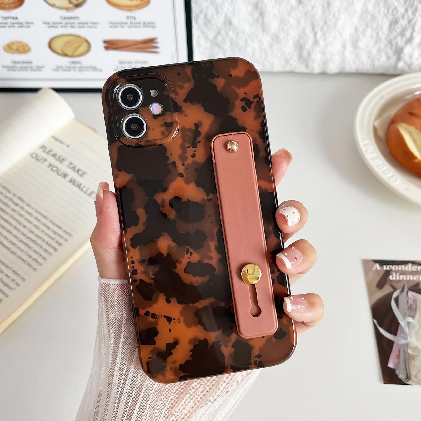 Compatible with iPhone 11 Pro Max Case, Tortoise Shell Chic Amber Brown Print Leopard with Wrist Strap, Classic Soft TPU Protective Shockproof Case for iPhone 11 Pro Max 6.5 ''Color2 - Image 13