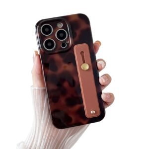 Compatible with iPhone 11 Pro Max Case, Tortoise Shell Chic Amber Brown Print Leopard with Wrist Strap, Classic Soft TPU Protective Shockproof Case for iPhone 11 Pro Max 6.5 ''Color2