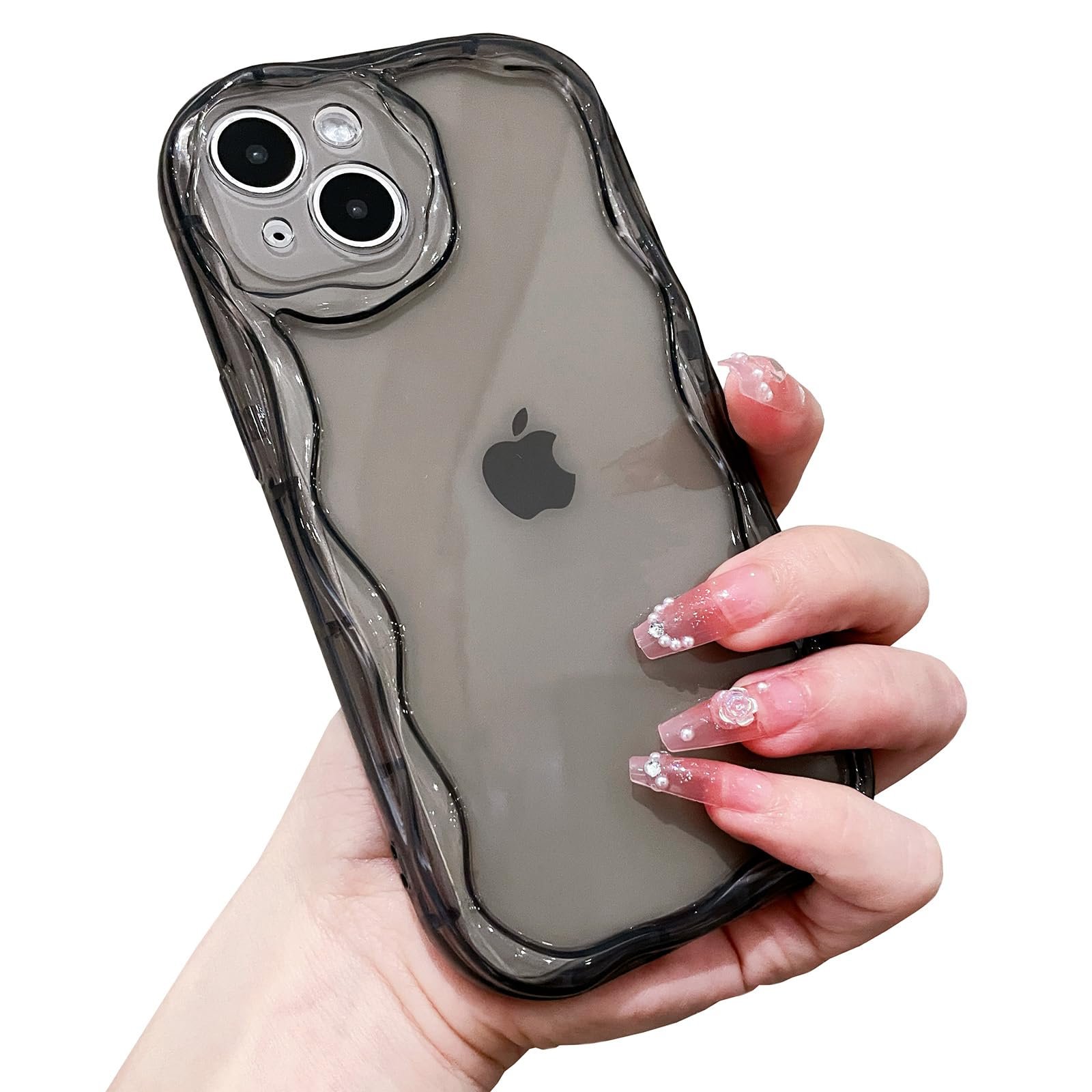 for iPhone 14 Case Simple Curly Wavy Frame Design, Silicone Cute Glossy Aesthetic Wave Thin Slim Fit Soft TPU Protective Phone Case for iPhone 14 Cover Women Girls, Clear - Image 25