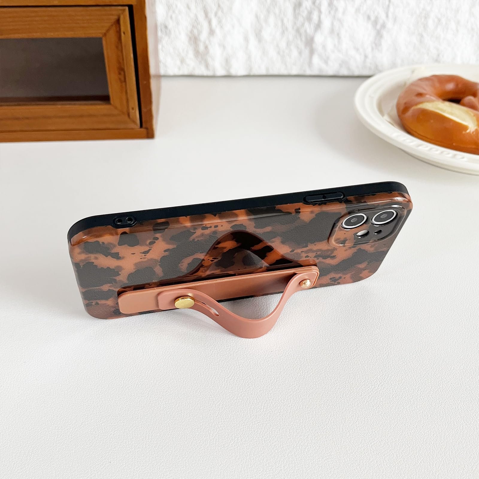 Compatible with iPhone 11 Pro Max Case, Tortoise Shell Chic Amber Brown Print Leopard with Wrist Strap, Classic Soft TPU Protective Shockproof Case for iPhone 11 Pro Max 6.5 ''Color2 - Image 12