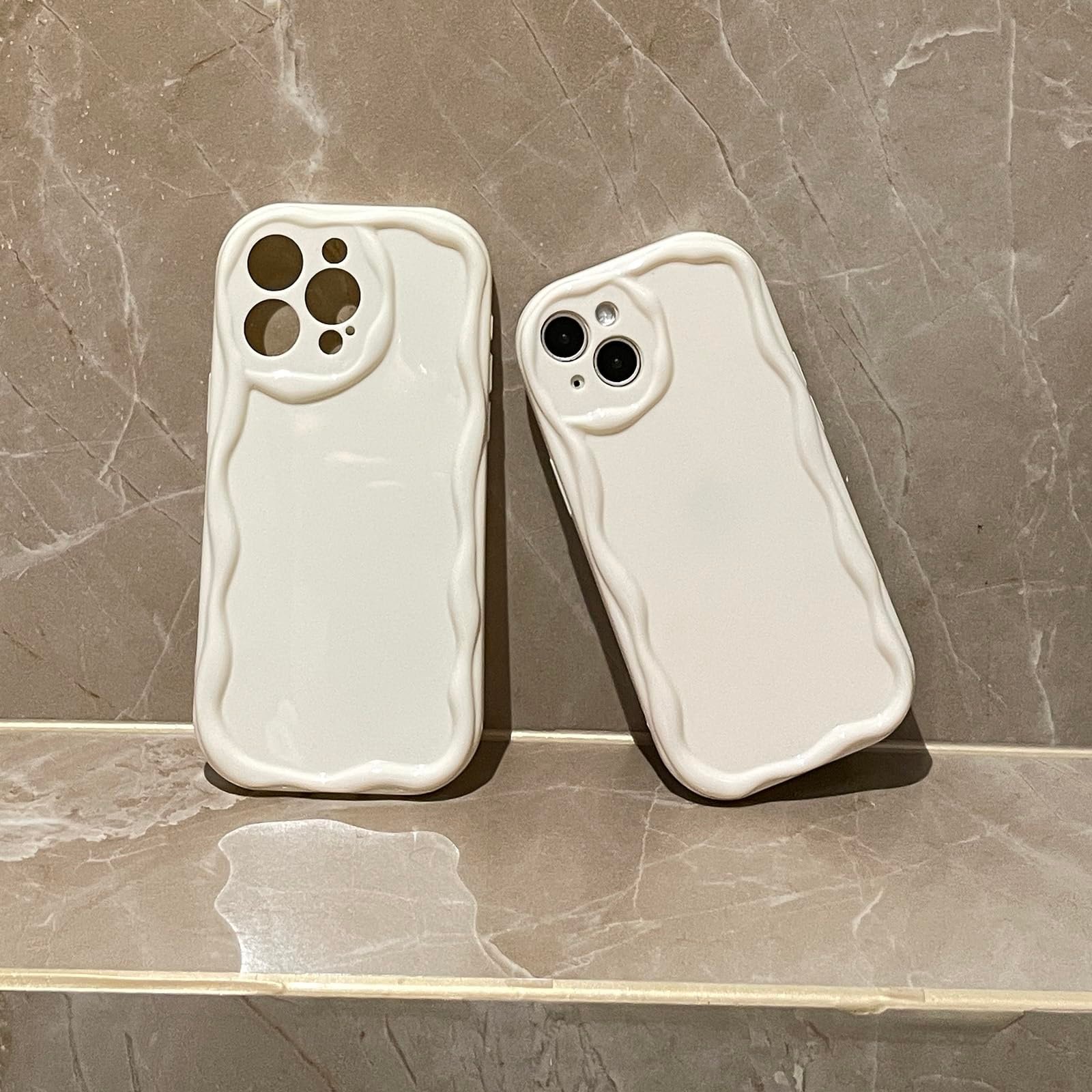 for iPhone 14 Case Simple Curly Wavy Frame Design, Silicone Cute Glossy Aesthetic Wave Thin Slim Fit Soft TPU Protective Phone Case for iPhone 14 Cover Women Girls, Clear - Image 4