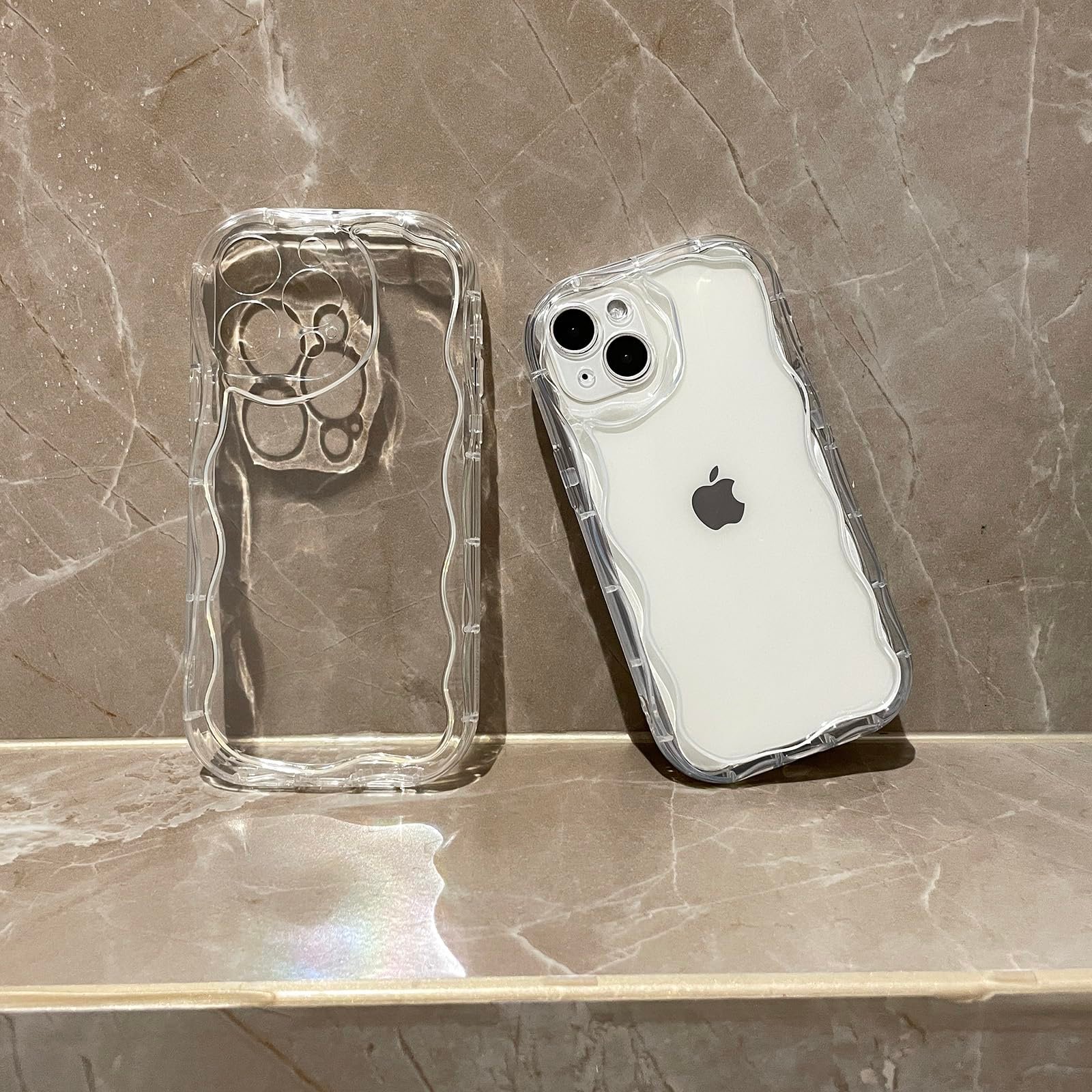 for iPhone 14 Case Simple Curly Wavy Frame Design, Silicone Cute Glossy Aesthetic Wave Thin Slim Fit Soft TPU Protective Phone Case for iPhone 14 Cover Women Girls, Clear - Image 23